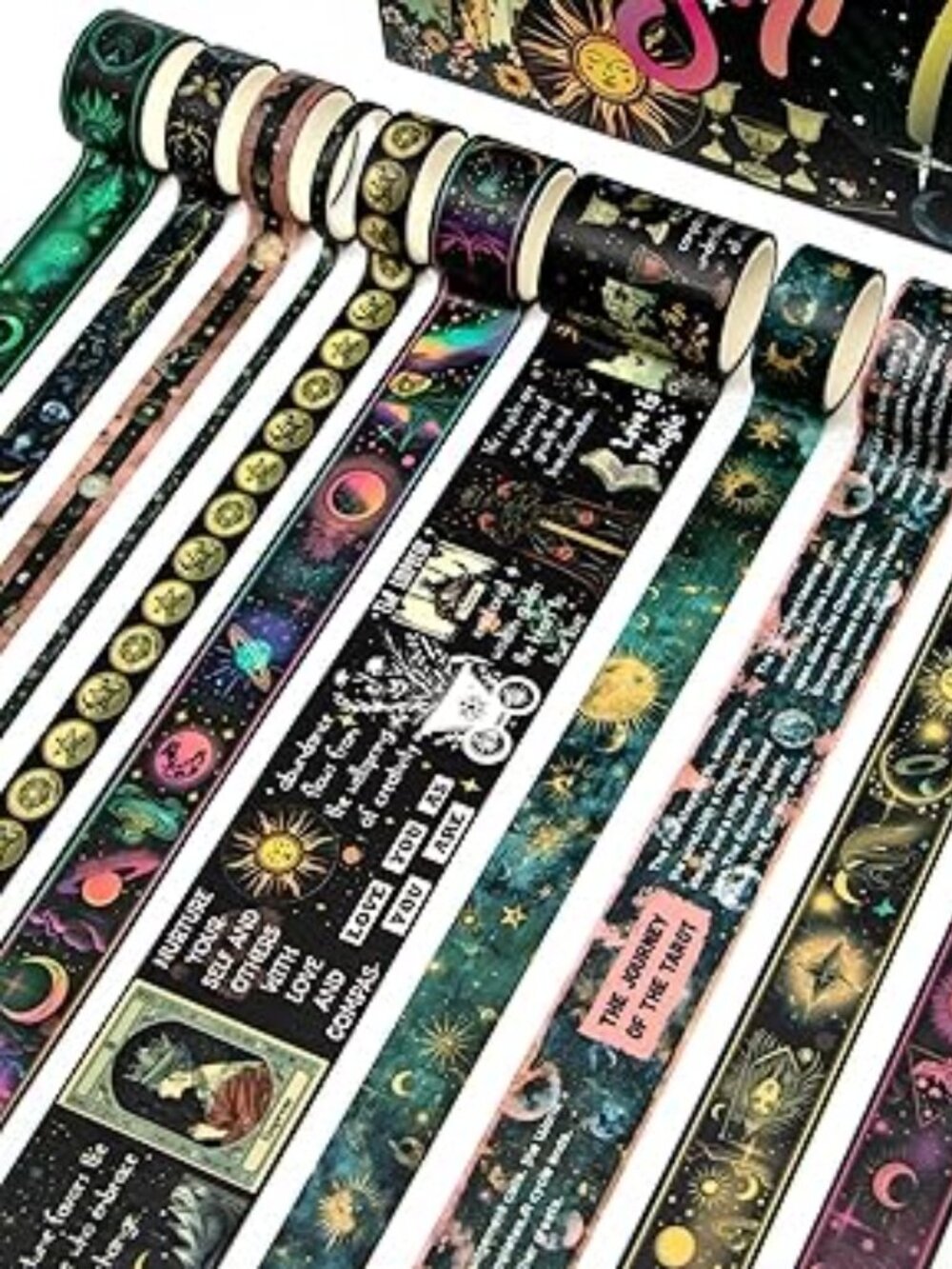 29 Rolls Washi Tape Set - Tarot Theme Decorative Masking Tape Colored Patterns,